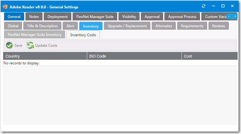 Catalog Item Properties Dialog Box / General &gt; Inventory &gt; Inventory Costs Tab