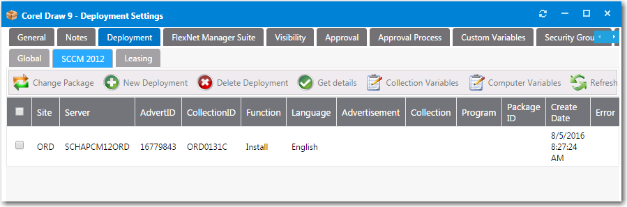 Deployment &gt; ConfigMgr / SCCM 2012 Tab with a Linked Program